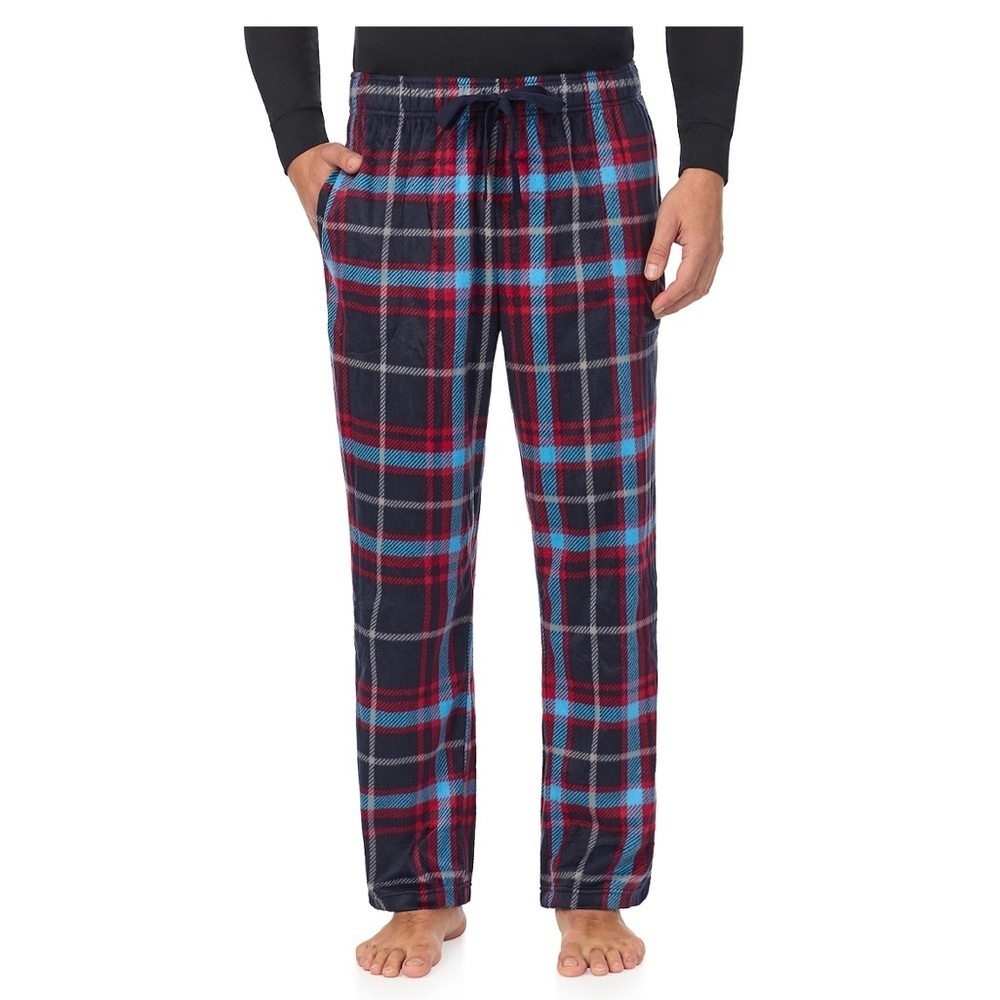 🆕 Men’s Cuddl Duds Plaid Lounge Pants in Red and Blue Size L